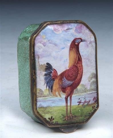 Appraisal: AN ENGLISH PERHAPS BILSTON ENAMEL BOX AND COVER the eight