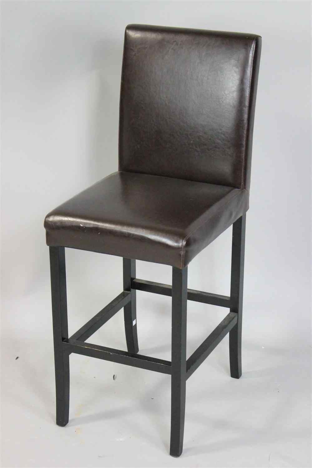 Appraisal: CONTEMPORARY BROWN LEATHER BAR STOOL with overstitching square seat above