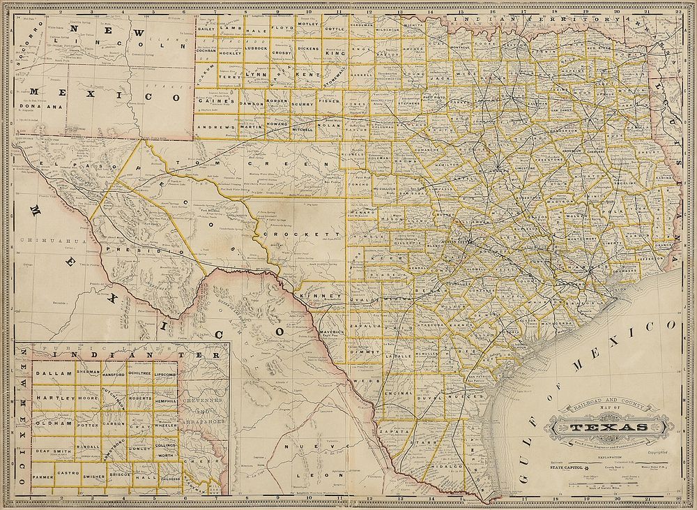 Appraisal: AN ANTIQUE MAP Railroad and County Map of Texas CHICAGO