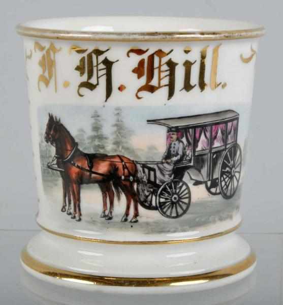 Appraisal: Horse-Drawn Hearse with Driver Shaving Mug Description Gilt name F