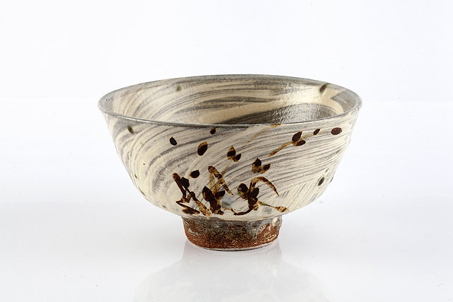 Appraisal: William Marshall British - Footed bowlhakeme glaze painted grass decorationimpressed