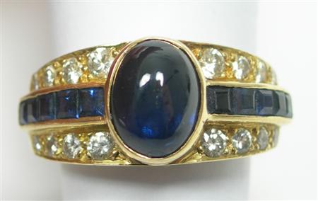 Appraisal: An ct gold mounted sapphire and diamond set ring designed