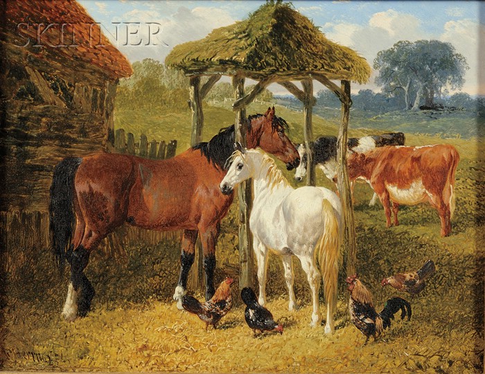 Appraisal: John Frederick Herring Jr British - Horses in a Farmyard