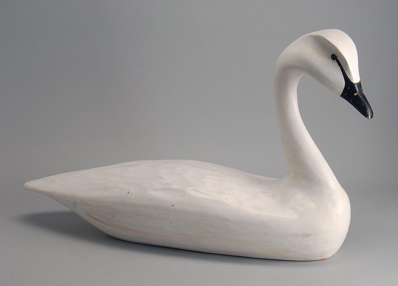 Appraisal: CARVED SWAN DECOY Signed on bottom Hank Walker Tack eyes