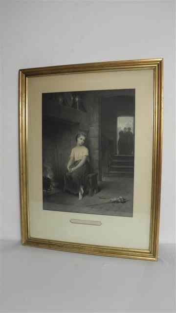 Appraisal: Victorian scene engraving Titled ''Cendrillon'' Title in lower margin Framed