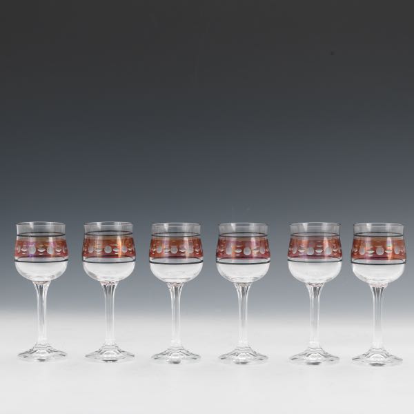 Appraisal: STEMMED CORDIALS SET OF SIX Six stemmed crystal cordials with