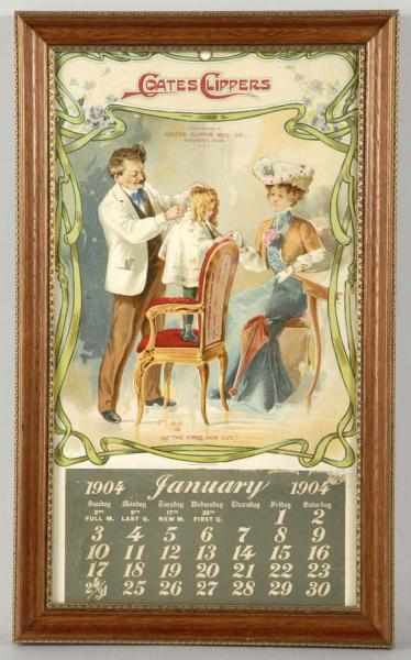 Appraisal: Framed Coates Clippers Advertising Calendar Description Nice image of man