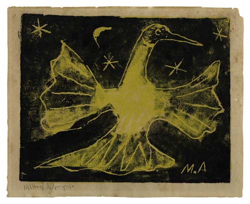 Appraisal: MILTON AVERY Dawn Color woodcut printed in yellow and black