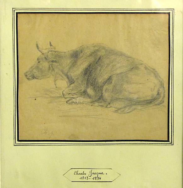 Appraisal: Charles mile Jacque French - Cow resting signed 'Ch J