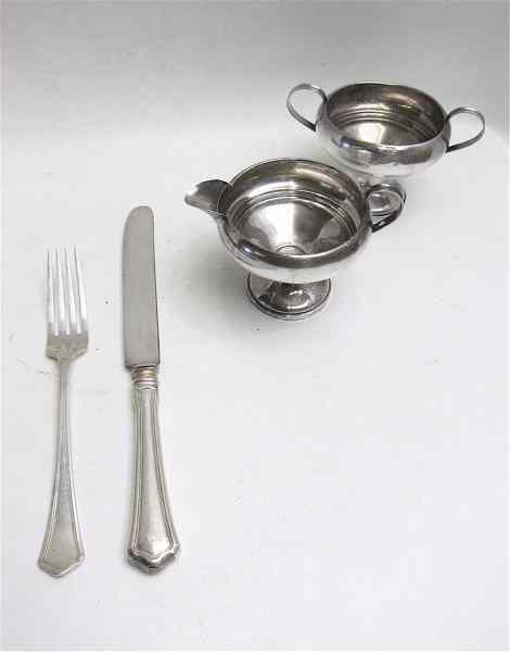 Appraisal: PIECE STERLING FLATWARE SET PLUS STERLING CREAM PITCHER SUGAR BOWL