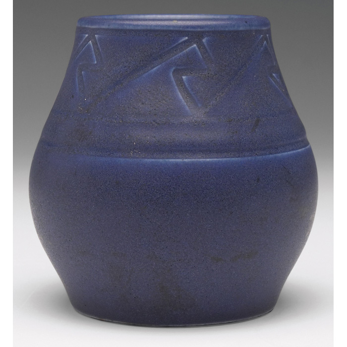 Appraisal: Rookwood vase Incised Mat geometric designs under a dark blue