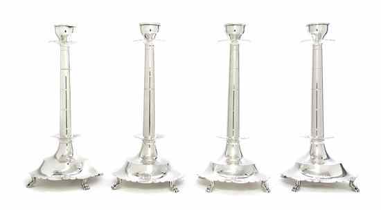 Appraisal: A Set of Four American Sterling Silver Candlesticks Graff Washbourne