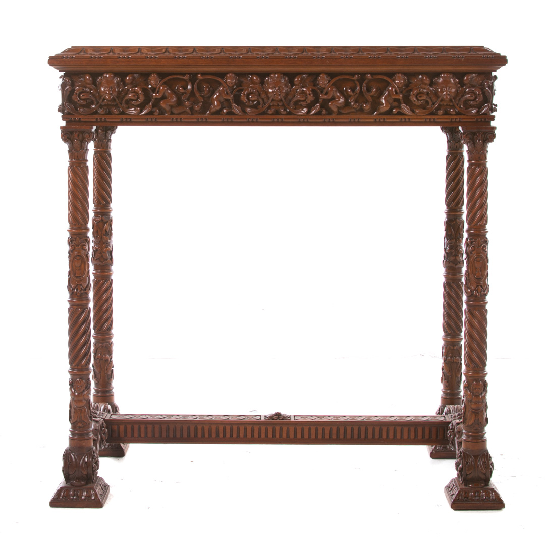 Appraisal: Italian Renaissance style walnut side table th century marquetry top