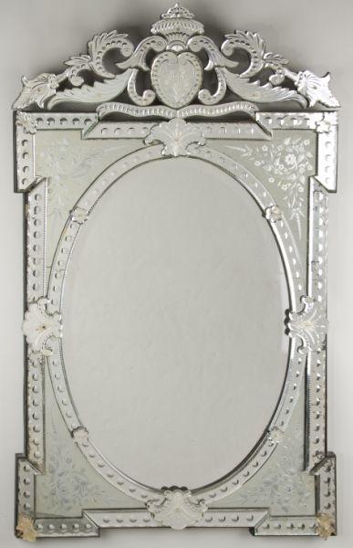 Appraisal: Venetian Wall Mirror th c rectangular form with central beveled