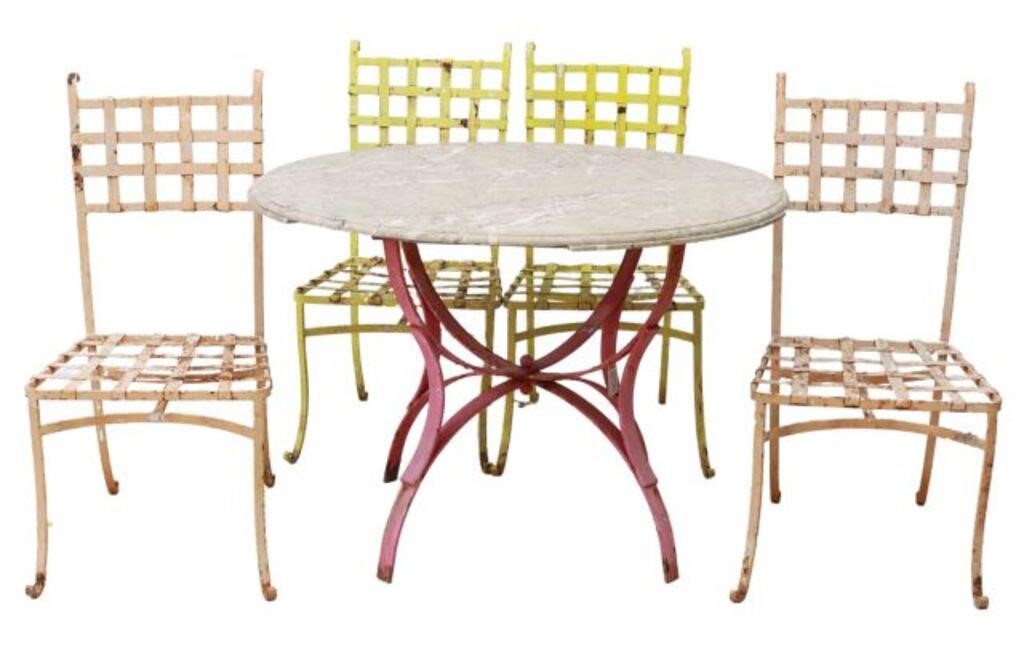 Appraisal: lot of Bistro patio set including bistro table having round