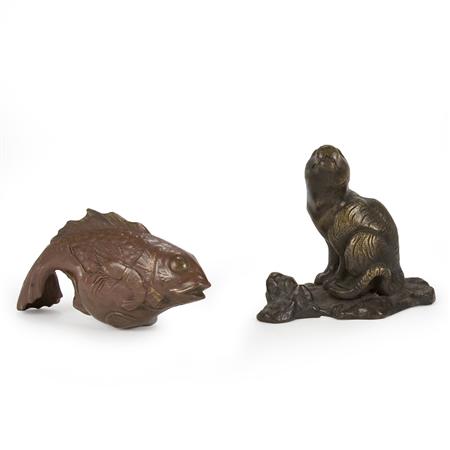 Appraisal: Two Japanese Bronze Sculptures Estimate -