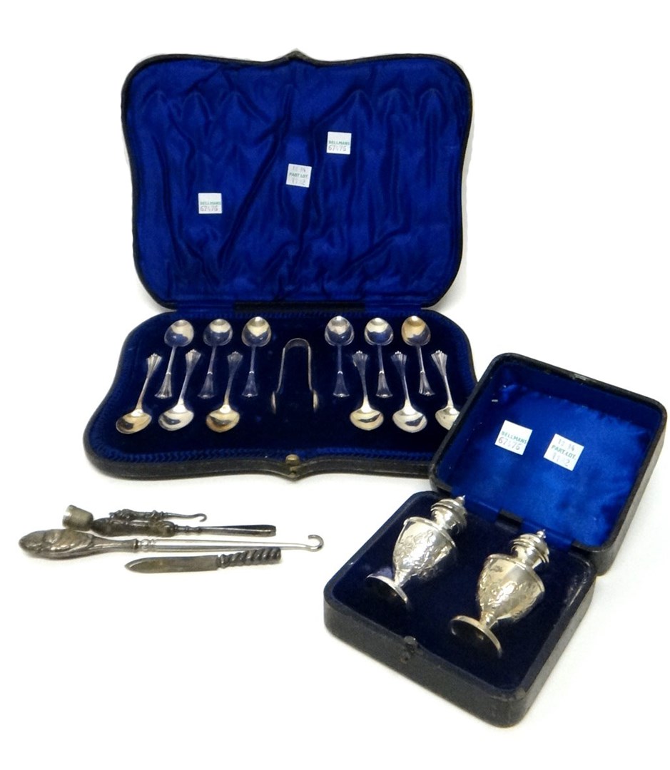 Appraisal: A set of twelve silver coffee spoons and a matching