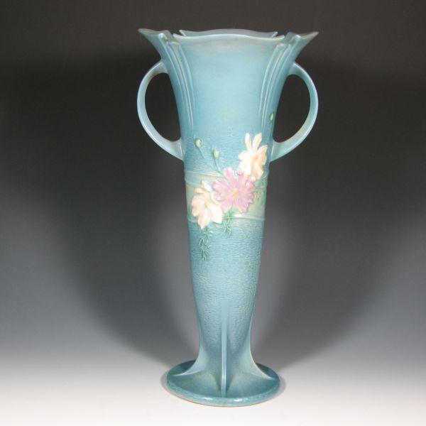 Appraisal: Roseville Cosmos handled floor vase in blue Marked Roseville USA