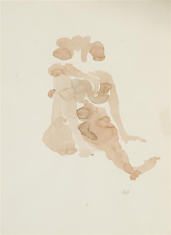 Appraisal: Agostini Peter Am - ''Woman Seated'' Wash drawing on paper