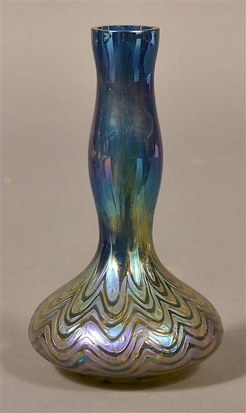 Appraisal: Unsigned Loetz Type Blue Phanomen Glass Vase Unsigned Loetz Type