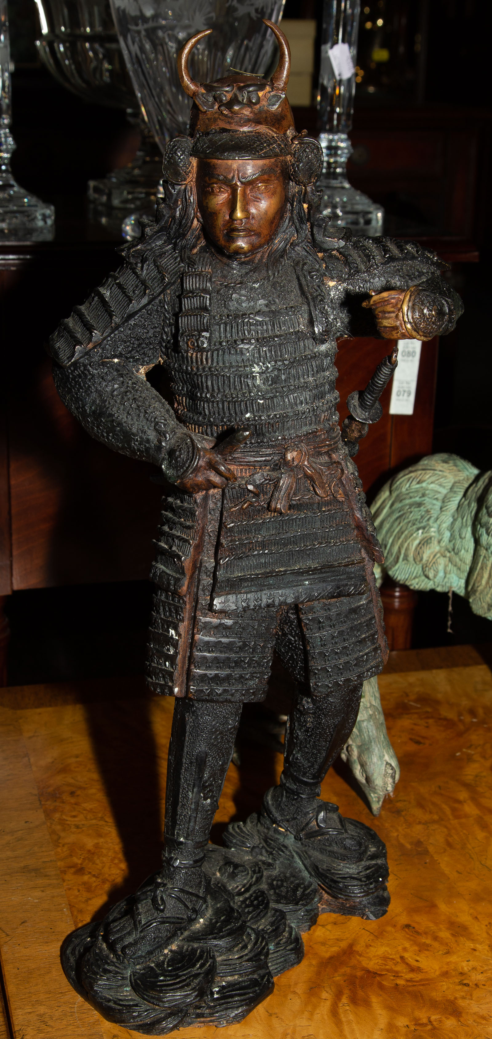 Appraisal: JAPANESE PATINATED BRONZE SAMURAI WARRIOR th century in H