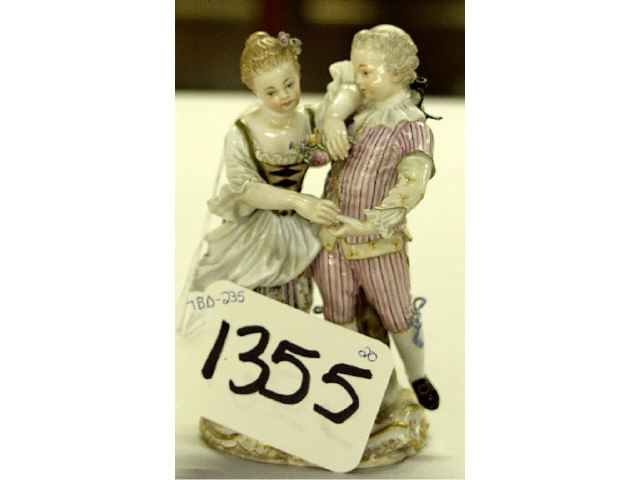 Appraisal: th C Meissen figure of man and women dancing outdoors