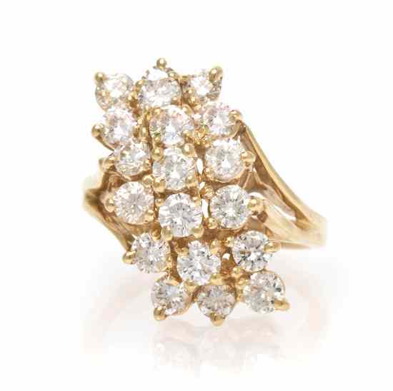 Appraisal: A Karat Yellow Gold and Diamond Cluster Ring containing round