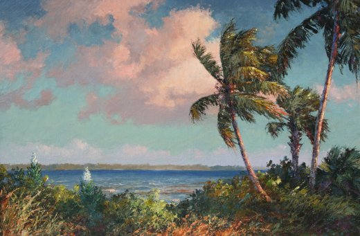 Appraisal: BACKUS Albert ''Bean'' E American - Beach Scene with Palm