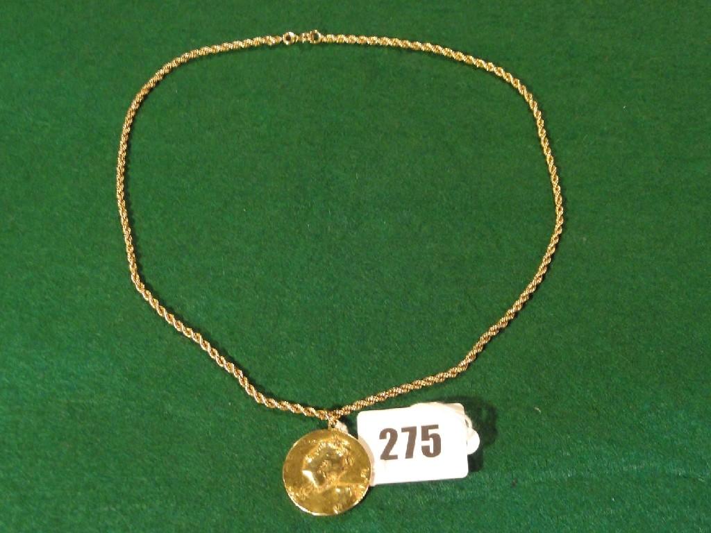 Appraisal: An ct gold Art Nouveau pendent and chain by Count