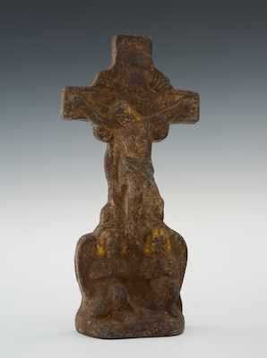 Appraisal: A Cast Iron Crucifix The heavy cast iron crucifix measures