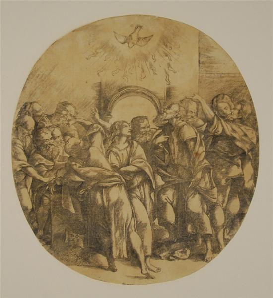 Appraisal: DOMENICO CAMPAGNOLA Italian - DESCENT OF THE HOLY SPIRIT engraving