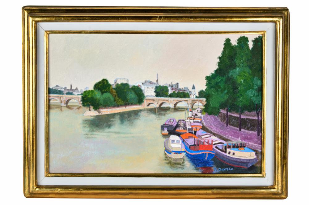 Appraisal: TRINIDAD OSORIO - PARISIAN RIVER SCENEoil on canvas signed lower