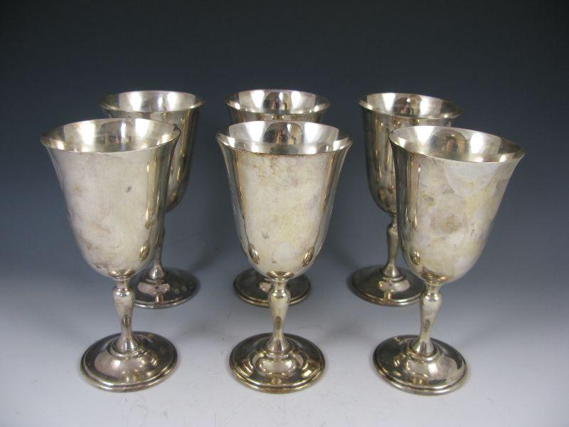 Appraisal: Set of Six Silverplate Wine Goblets by Reed Barton in