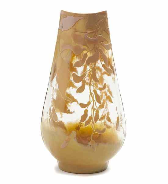 Appraisal: A Galle Cameo Glass Vase of flattened ovoid tapering form