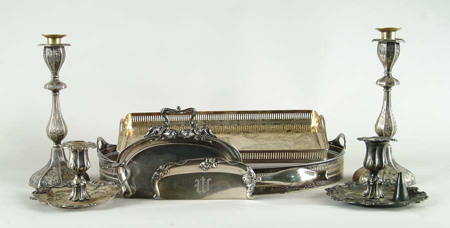 Appraisal: LOT OF EIGHT PIECES OF SILVER PLATE Including pair of