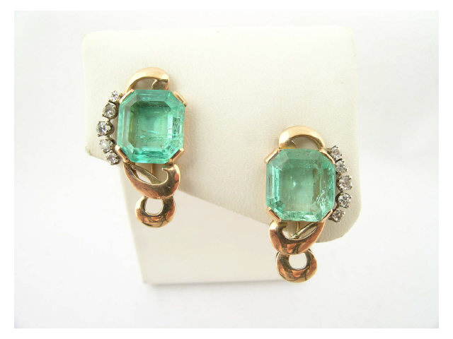 Appraisal: Pair of K yellow gold earrings set with two square