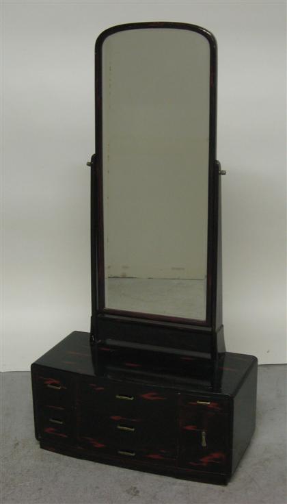 Appraisal: Art Deco style lacquer dressing table mirror on stand H