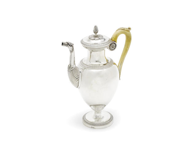 Appraisal: A th century Belgian Empire silver coffee pot by Joseph