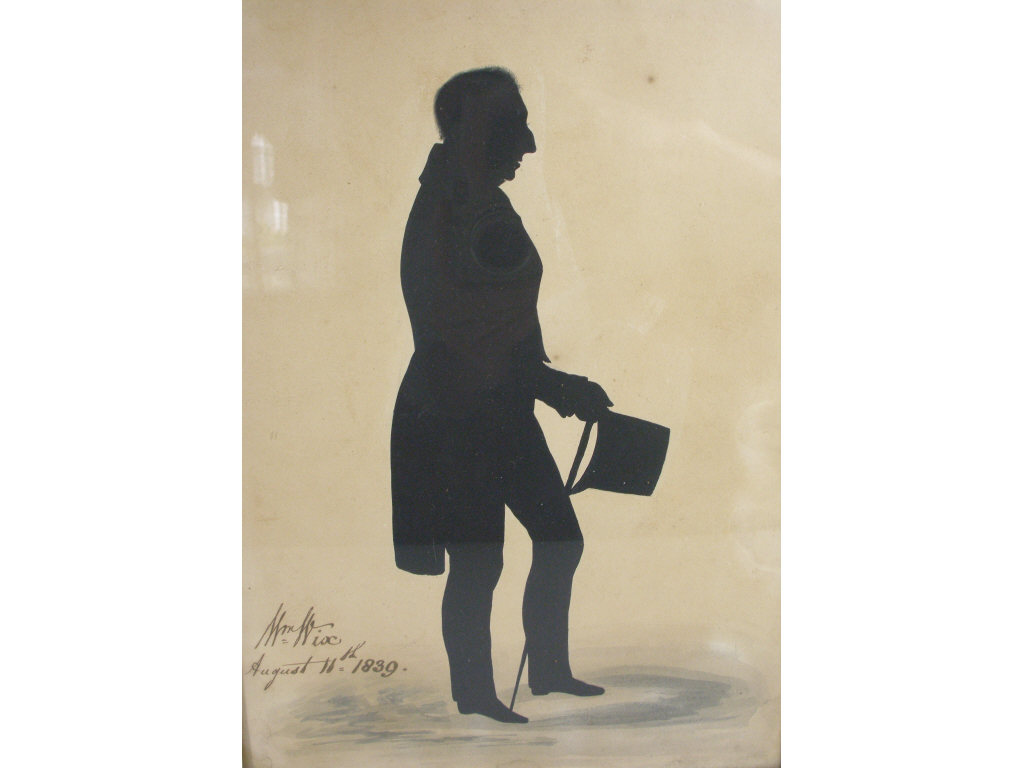 Appraisal: Signed Silhouette th c full profile of an unknown gentleman