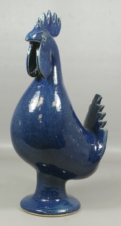 Appraisal: Edwin Meaders cobalt blue pottery rooster - tall no damage