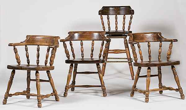 Appraisal: Captain's Chairs American th century three Captain's chairs each with