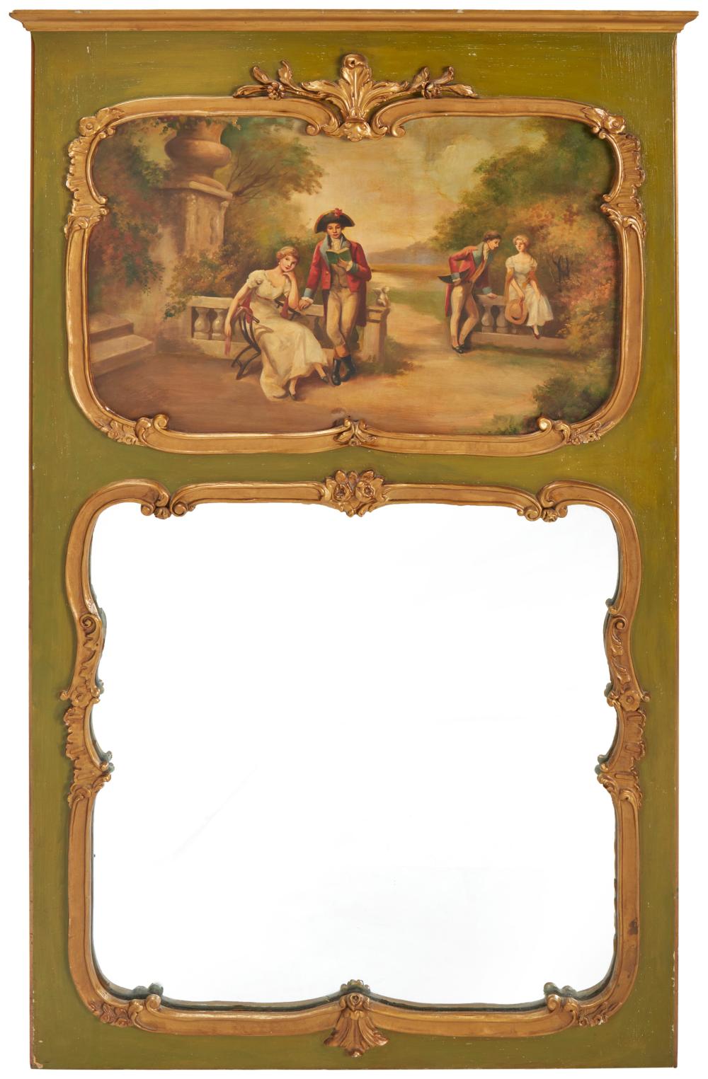 Appraisal: A French Louis XV-style trumeau mirror Fourth-Quarter th Century The