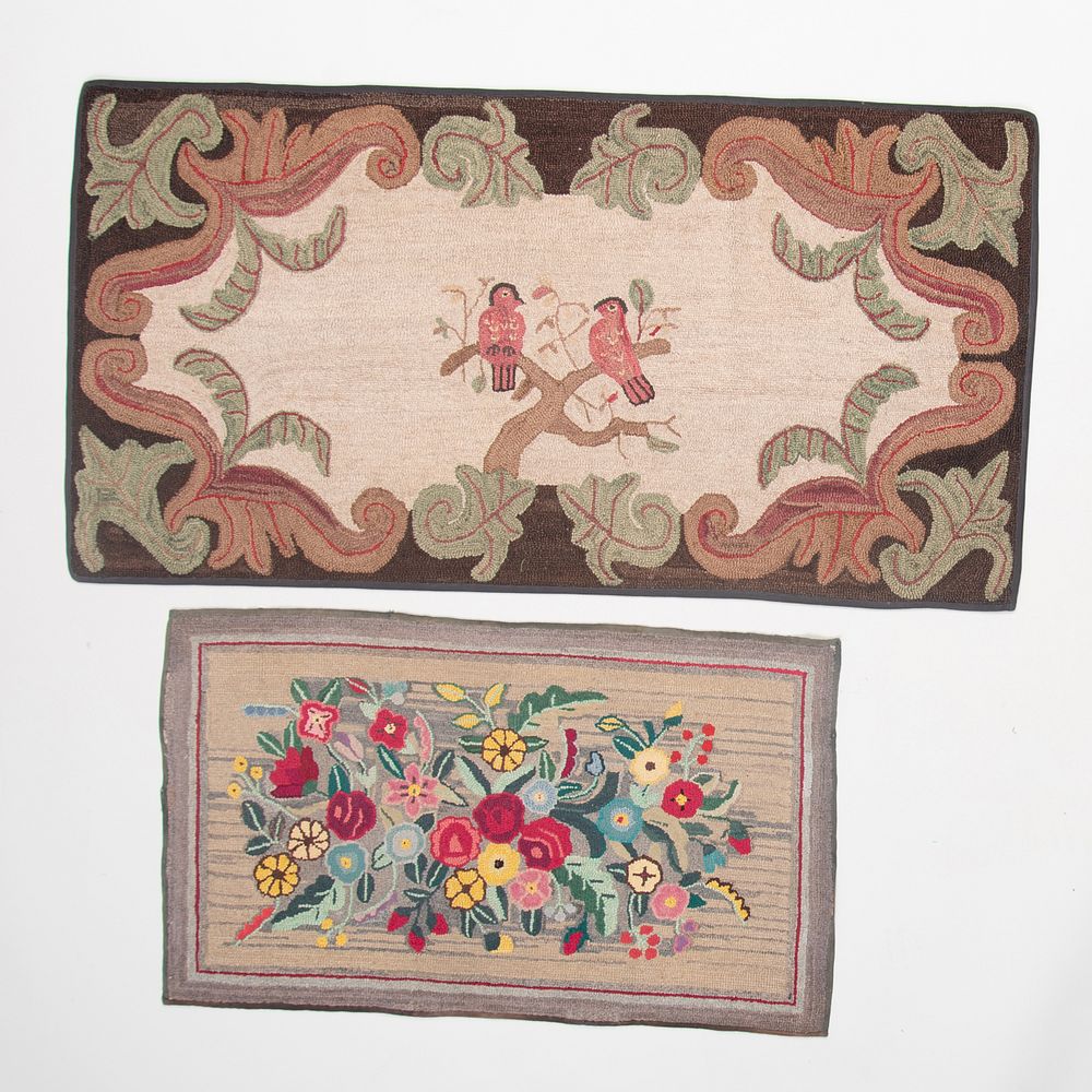 Appraisal: Two Hooked Rugs The larger x ft in the smaller