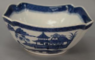 Appraisal: Canton square bowl with shaped corners ht in x Provenance