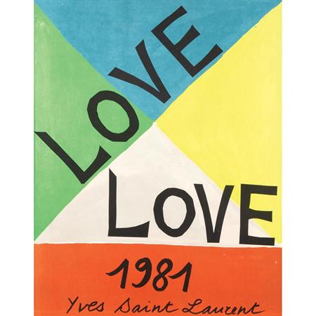 Appraisal: Framed Love Poster by Yves Saint Laurent Estimate -