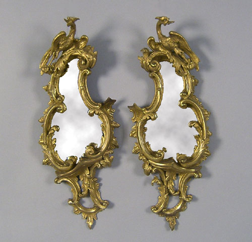 Appraisal: Pair of Georgian style giltwood mirrors late th c h