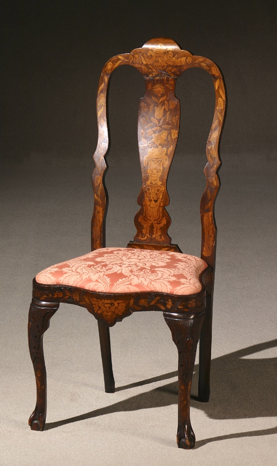 Appraisal: Dutch Rococo Style Marquetry Walnut Side Chair Last Half th