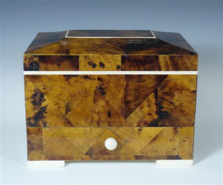 Appraisal: A th century Art Deco style tortoiseshell veneered bijouterie box