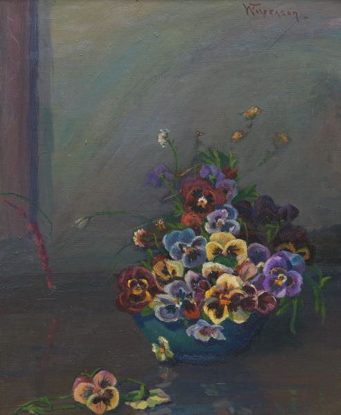 Appraisal: WILLIAM GREASON AMERICAN - x Still life with pansies Oil