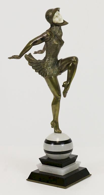 Appraisal: CHIPARUS Demetre Bird Dancer Bronze Sculpture Raised on a marble